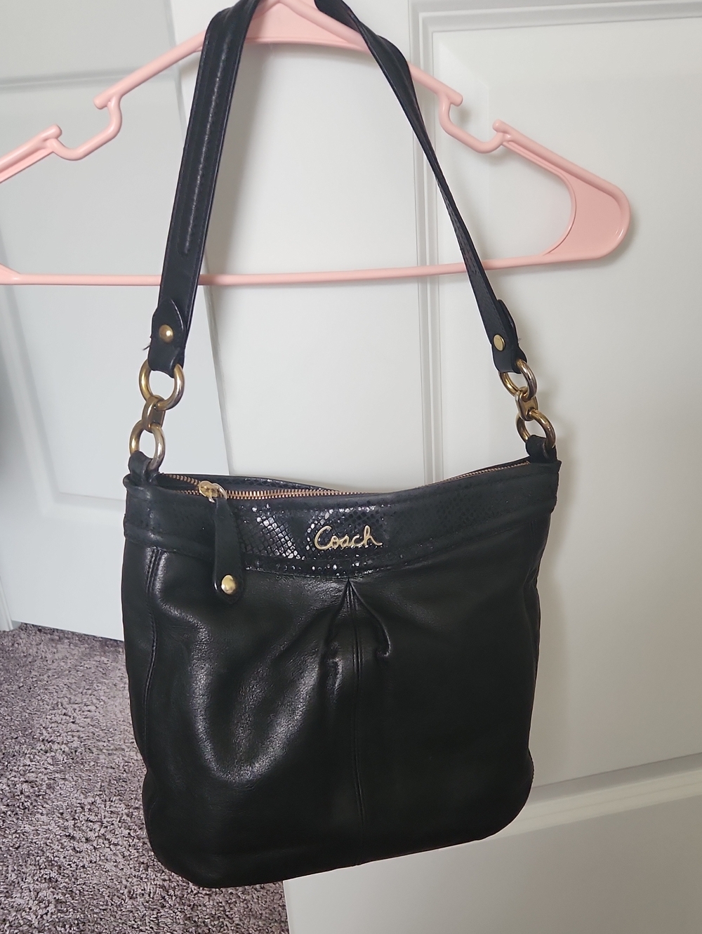 Vintage Coach Ashley Hobo Black Snake Bag - Picture 2 of 13